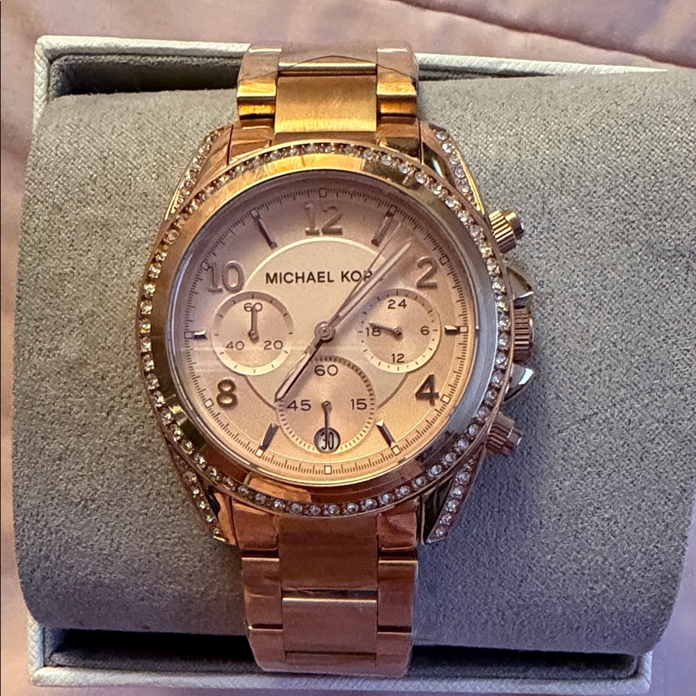 Michael Kors Women's Watch in Rose Gold with Crystal Accents